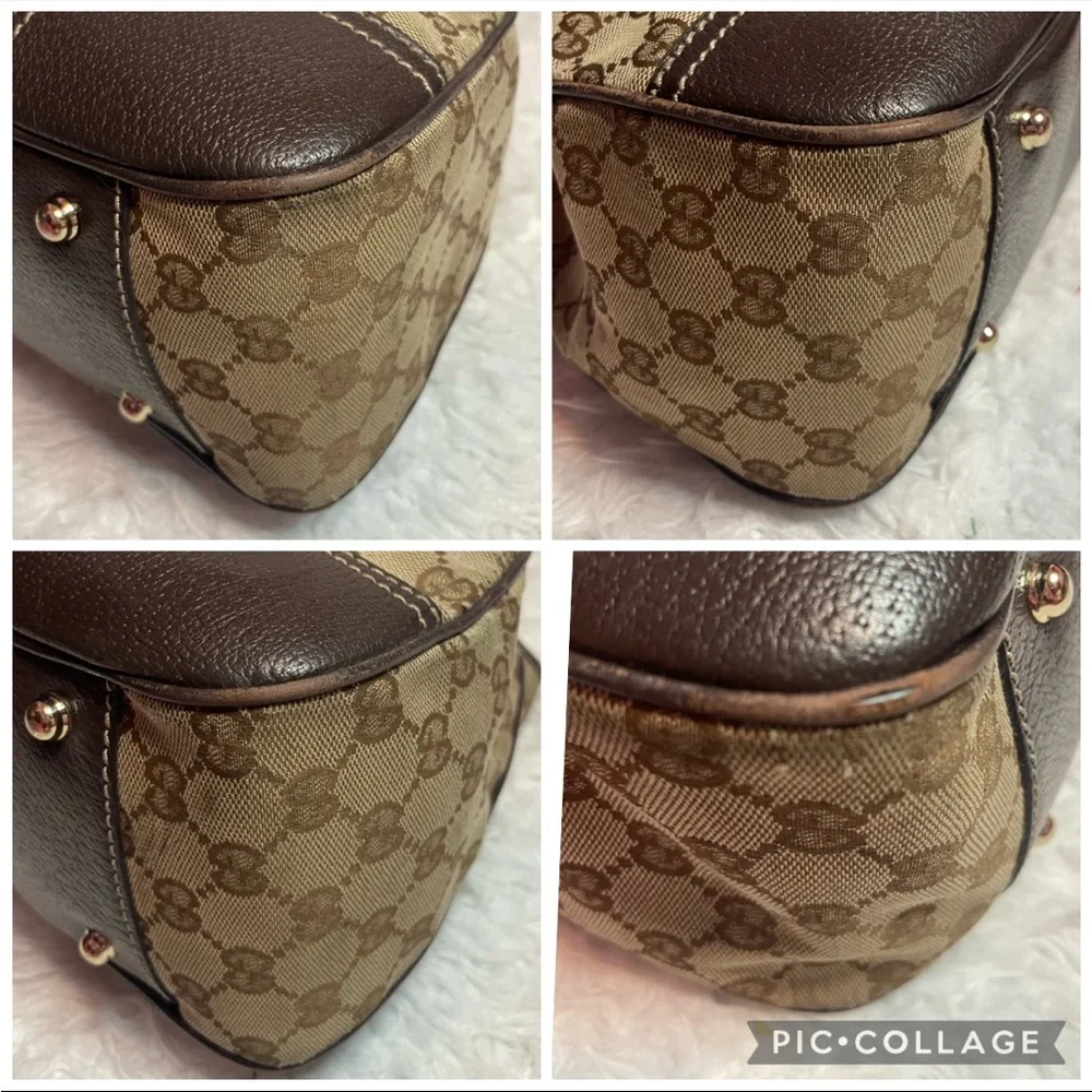 Gucci Princy Canvas & Leather Guccissima Monogram Medium Shoulder Tote Bag Brown - Picture 12 of 17